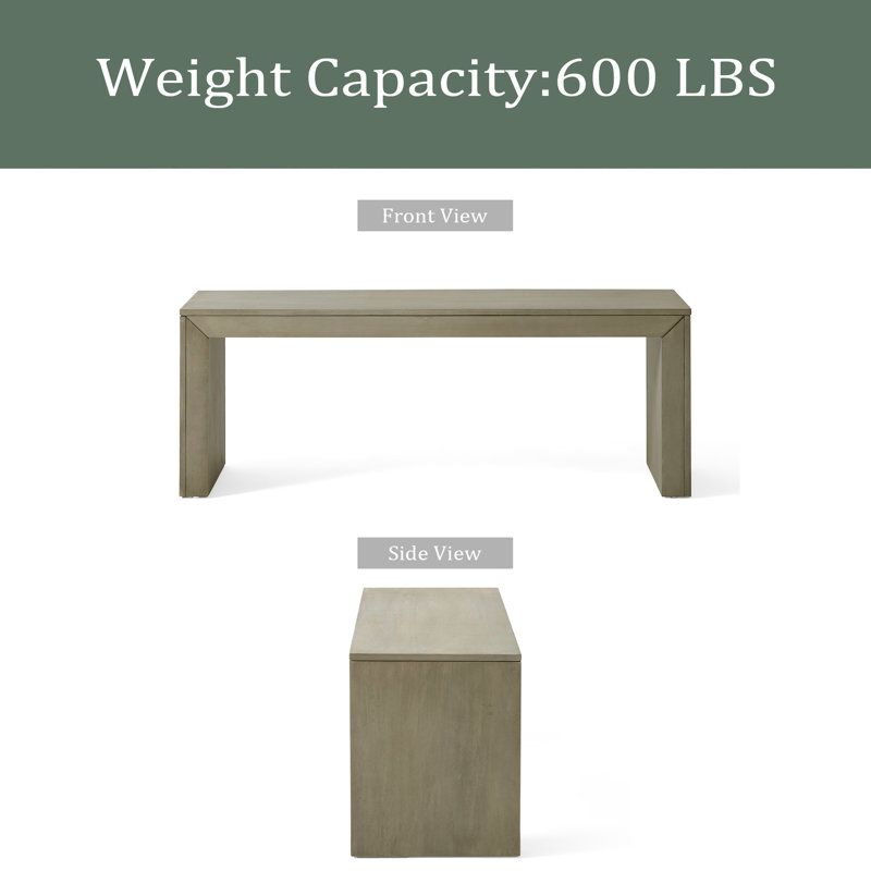 Acacia Wood Dining Bench, Gray/Taupe
