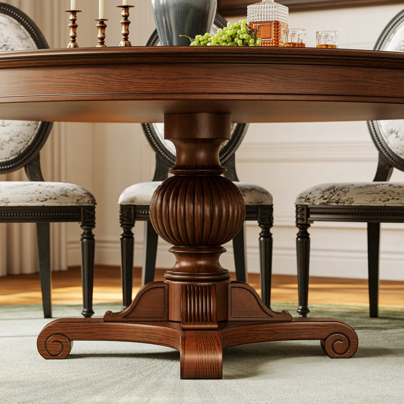 American Retro Solid Wood Round Dining Table