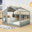 Lit de maison en bois avec toit et tablettes-48223890-48223894