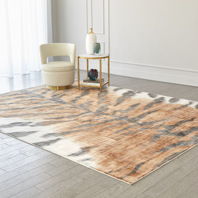Tapis tigré à rayures - orange