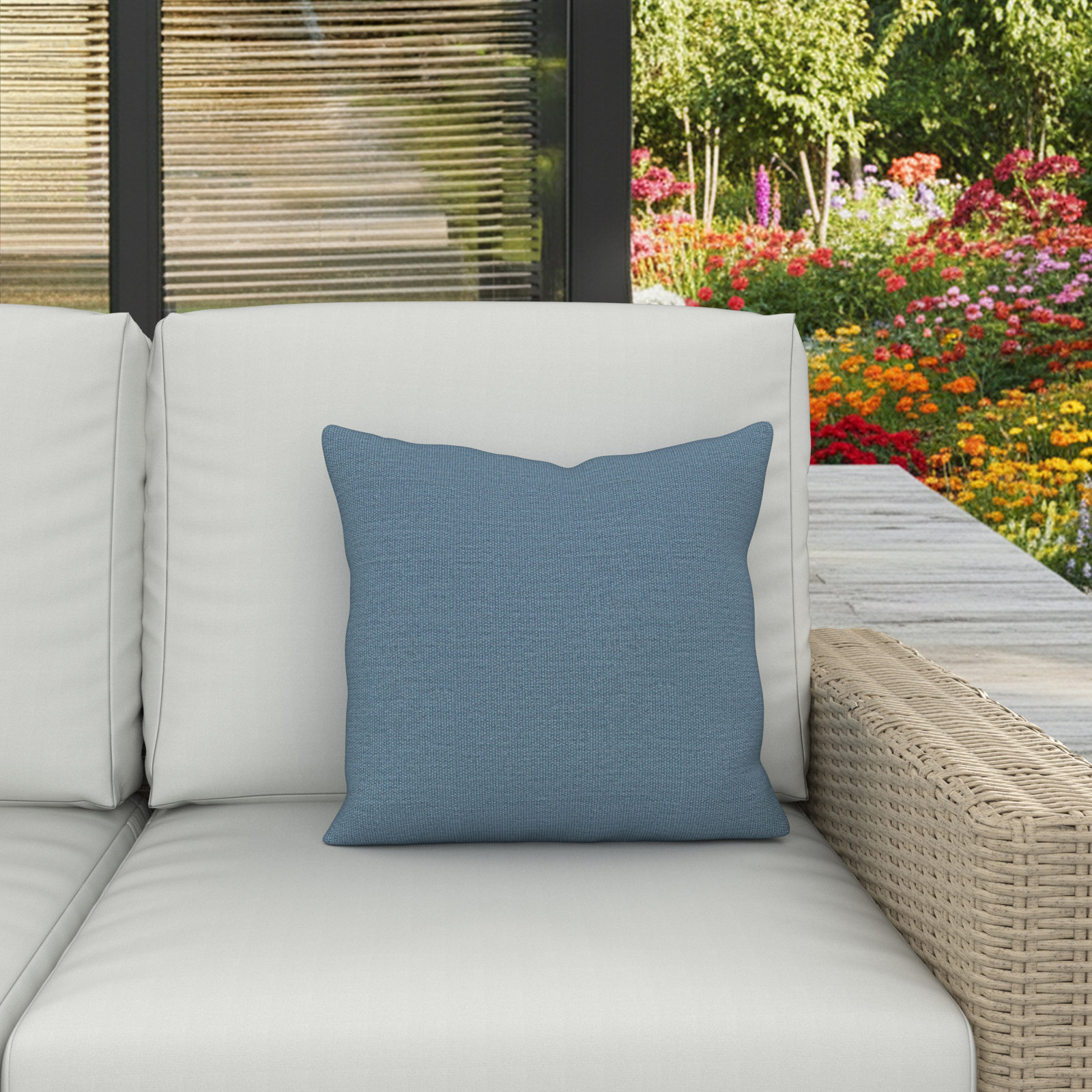 Indoor/Outdoor Throw Pillow, Square 18", Spectrum Denim Sunbrella® Plainweave