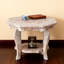 Table basse octogonale sculptée à la main avec design pliable, table d'appoint de ferme blanche délavée pour le salon, la chambre à coucher et la salle à manger