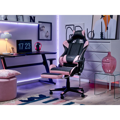 Beliani Adjustable Faux Leather Swiveling PC & Racing Game Chair with Footrest