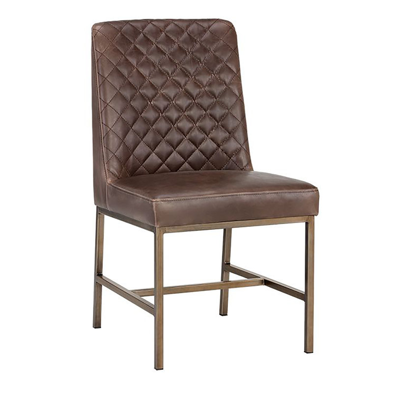 5West Upholstered Dining Chair, Antique Brown Faux Leather
