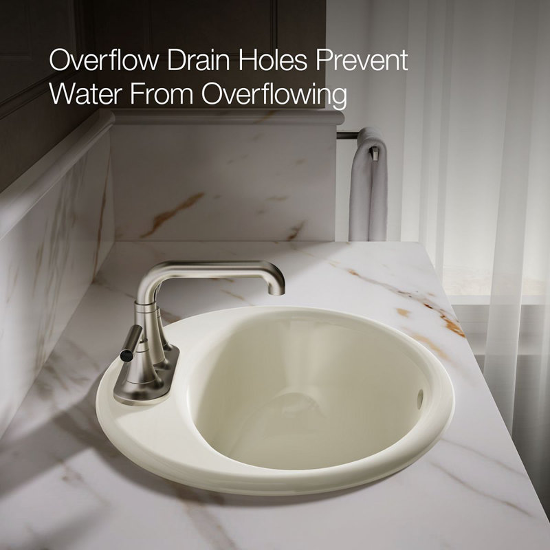 Farmington Metal Oval Drop-In Bathroom Sink with Overflow, Biscuit, 4" Center