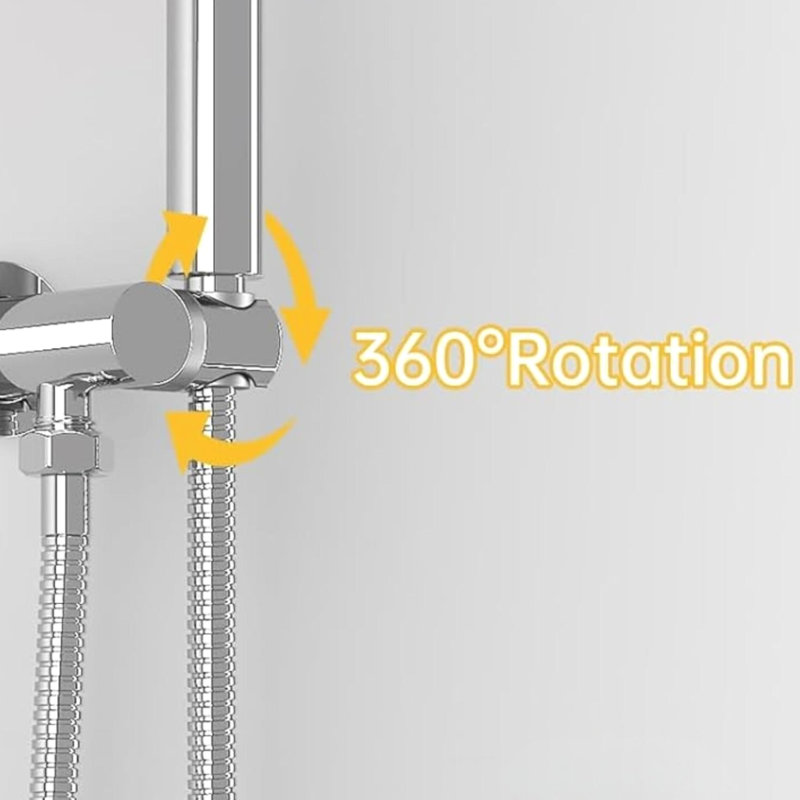 10" Round Shower Head Pressure Balanced Shower Faucet System With Handheld Spray, Polished Chrome