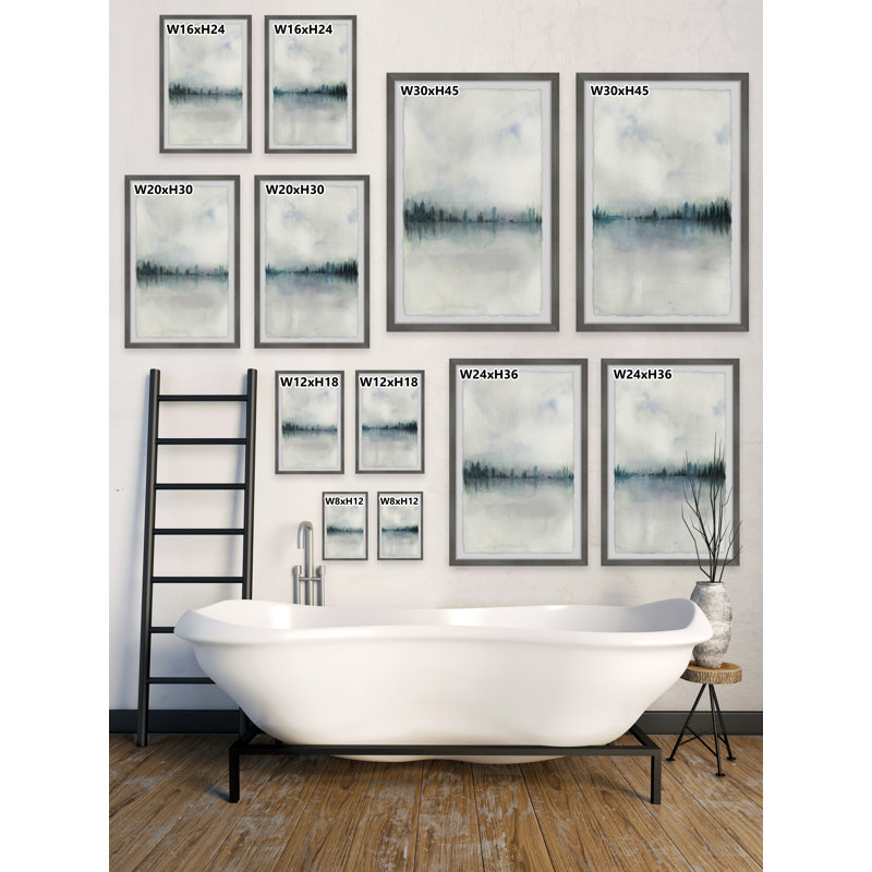 Foundry Select Cloudy Lake Framed On Paper 2 Pieces Set & Reviews | Wayfair