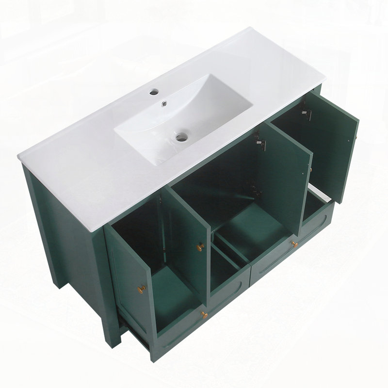 Ensemble de meuble-lavabo avec lavabo en céramique, Vert