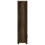 Tour à 3 tablettes en bois d'ingénierie en pin foncé, conception verticale peu encombrante, tour rustique pour décoration intérieure, finition en pin, conception pour économiser de l'espace, tablettes et rangement à 4 compartiments