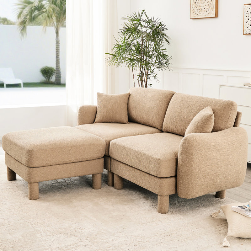 Canapé modulaire Modern 2 Boucle café avec pieds cylindriques, fabrication et tissu respirant pour canapé-lit, Café