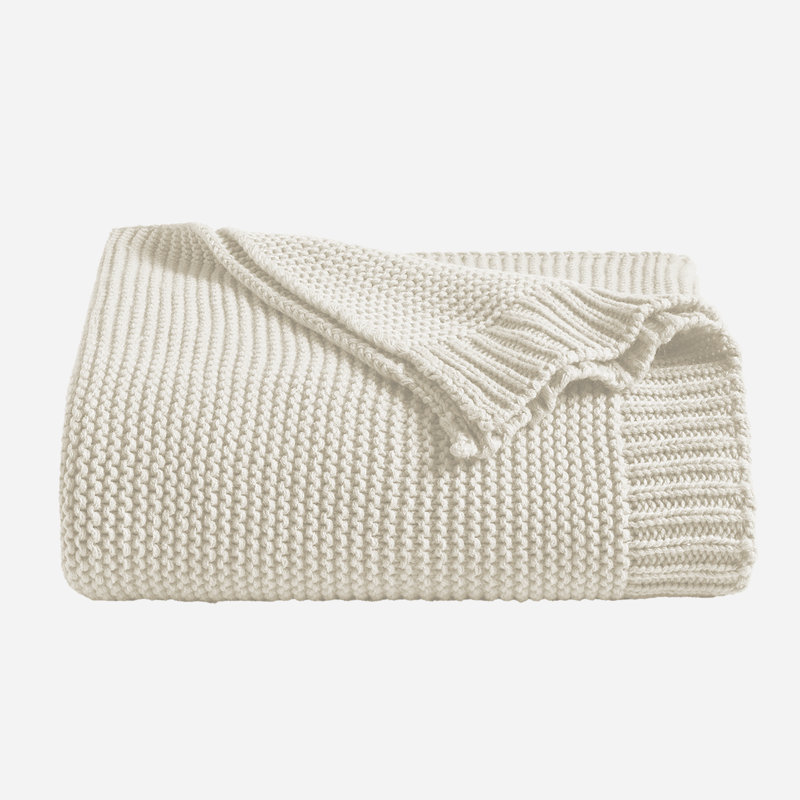Plaid doux en maille Synder, 127 x 178 cm, couleur sucre, Sucre
