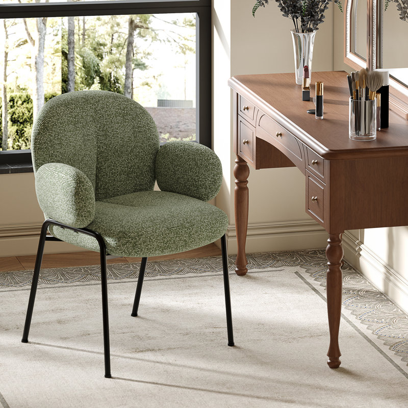Anston 46cm H Linen Upholstered Metal Armchair, 4, Green Linen
