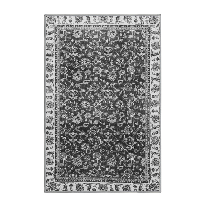 Tapis de couloir oriental gris tissé à la machine Ascano