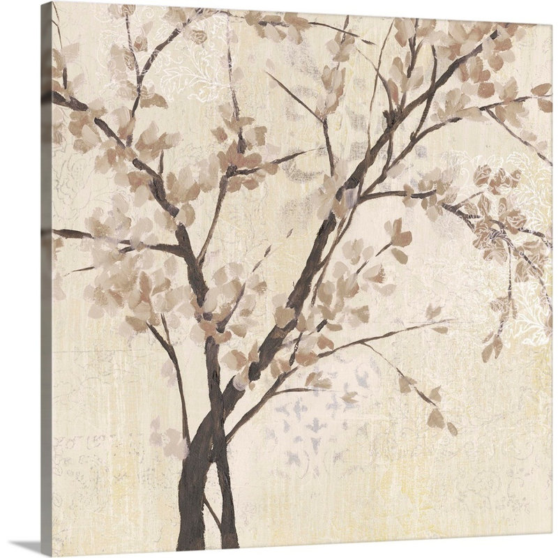 «Neutral Blossoms on Cream II», reproduction d'impression sur toile, Toile tendue, H 20 po x l 20 po x P 1,25 po