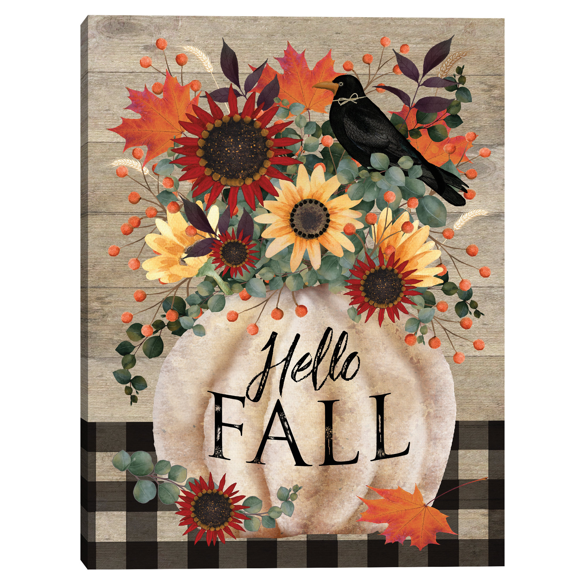 August Grove® Fall Pumpkin Bouquet - Wrapped Canvas Print Set | Wayfair