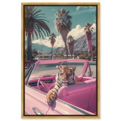 Rosy Tiger's Ride I Canvas Pink Pop Wall Art by Art Remedy