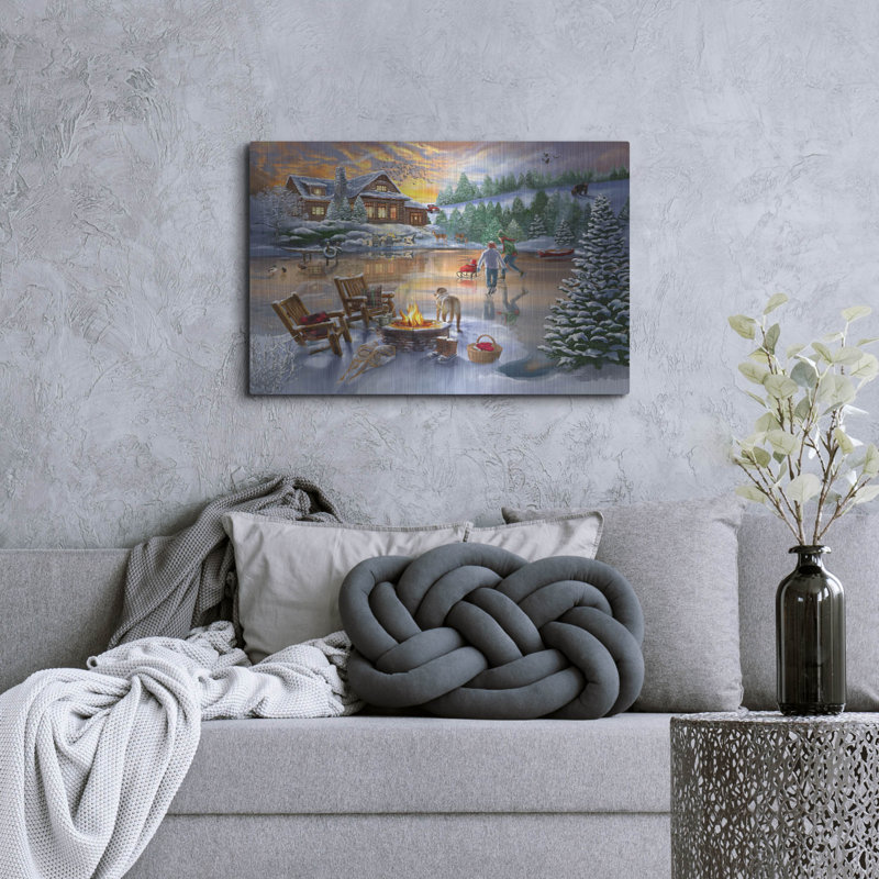 «Evening Skate» par Bigelow, illustrations en métal, H 24 po x l 36 po