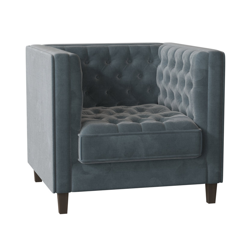 Jess Tufted Armchair, Savona Fuchsia, Brown Mahogany