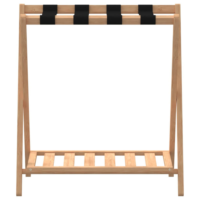 Foldable Bamboo Luggage Rack with Storage Shelves