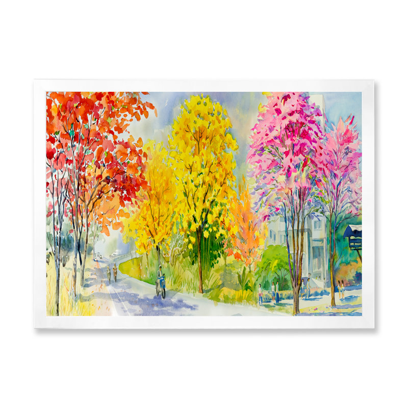 «Path To Four Season Trees», reproduction encadrée sur toile, H 8 po x l 12 po x P 1 po, Cadre photo blanc