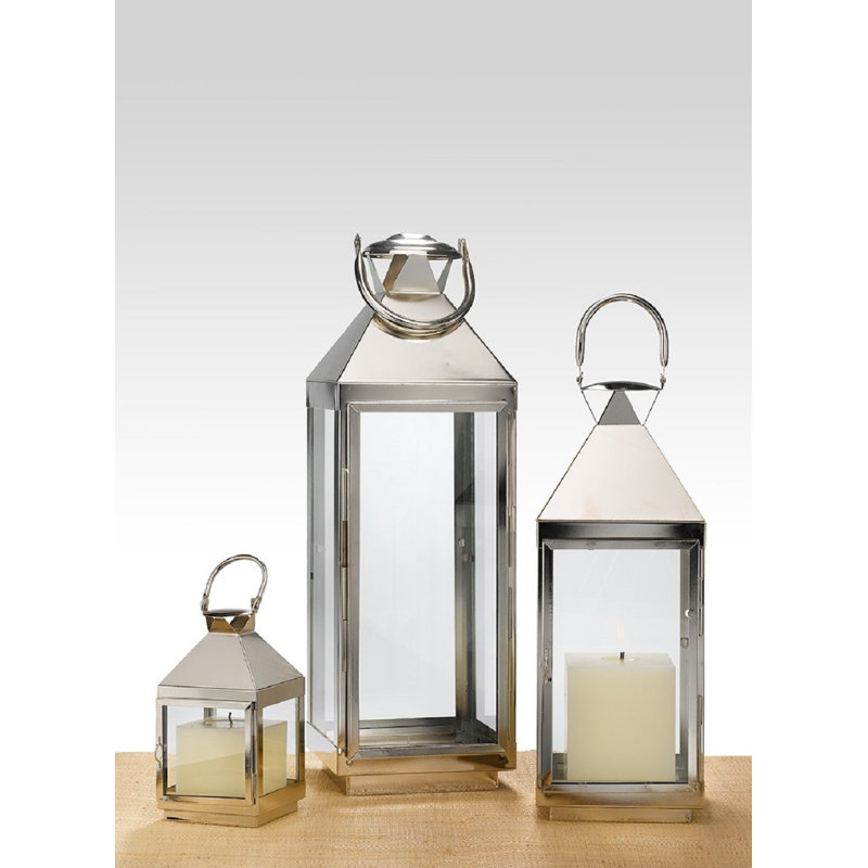 Metal Tabletop Lantern, 8" H x 4" W x 4" D