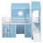 Twin Size Loft  Bed with Slide Pink Tent and Tower - Blue