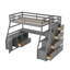 Lit mezzanine simple avec 7 tiroirs, 2 tablettes et bureau - Gris-1236787274