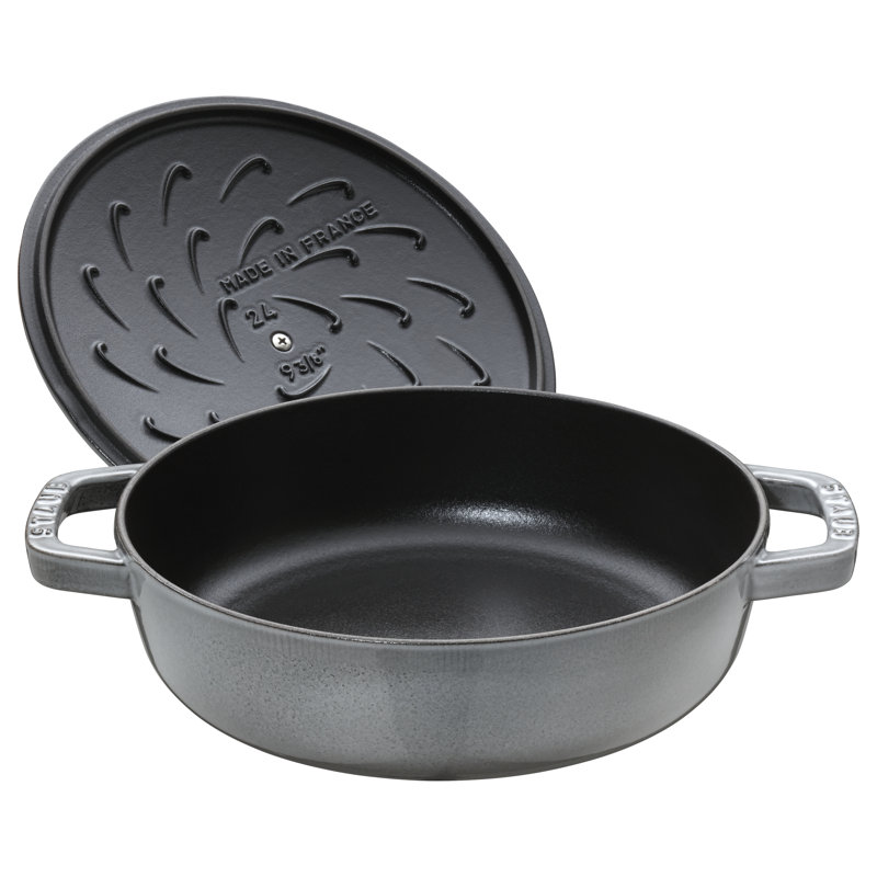 STAUB Cast Iron Round Casserole Dish, Grey, 24cm