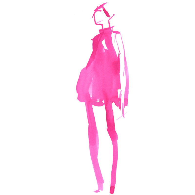 Fuchsia Street Fashion II by Jennifer Paxton Parker - Painting on Canvas, 91 cm H x 61 cm W, Wrapped Canvas
