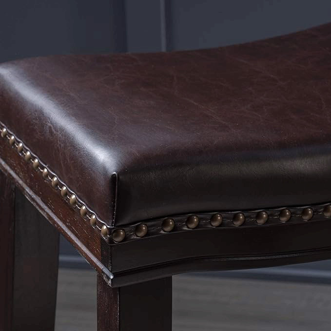 Tabouret de comptoir de 26 po avec garniture cloutée (ensemble de 4) contemporain brun foncé