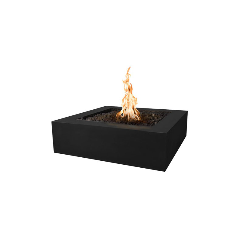 Quad 12" Concrete Propane/Natural Gas Fire Pit, Black, 12" H x 42" W x 42" D, Natural Gas