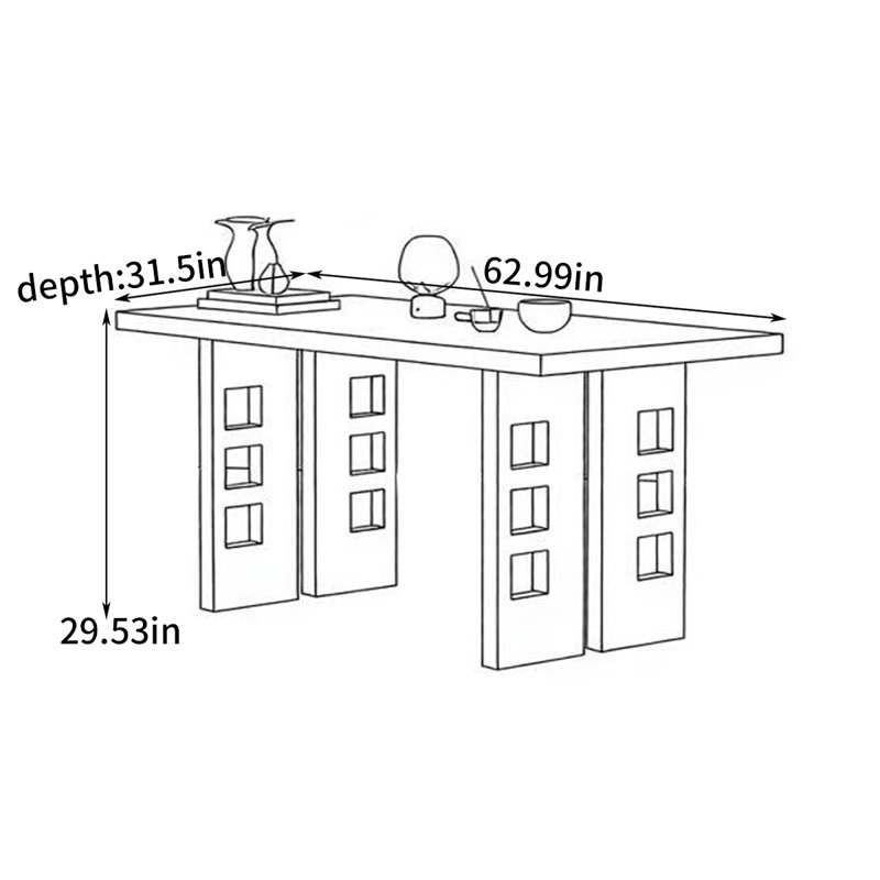 Table de salle à manger rectangulaire à usage domestique, H 29,53 po x L 62,99 po x l 31,5 po