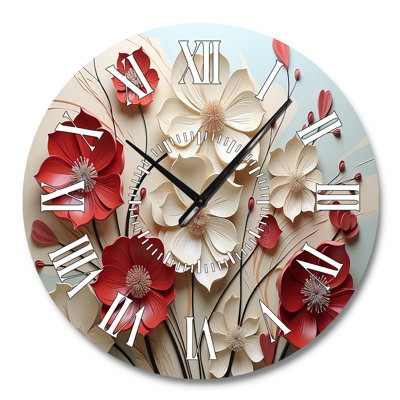 Horloge murale rouge et blanche