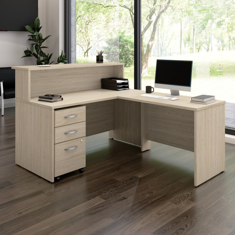 Arrive 60W x 72D Reception L Desk with 3 Drawer Mobile Pedestal