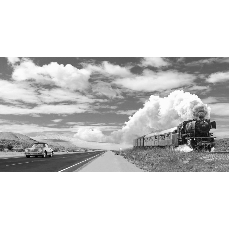 Gasoline Images - Wrapped Canvas Print, 50cm H x 100cm W x 4cm D, Black/White/Grey
