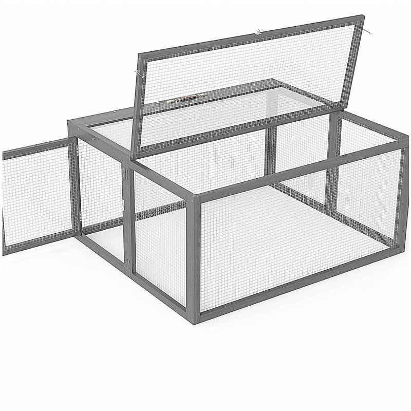 Cage à lapin pliante avec portes verrouillables et piquets de sol