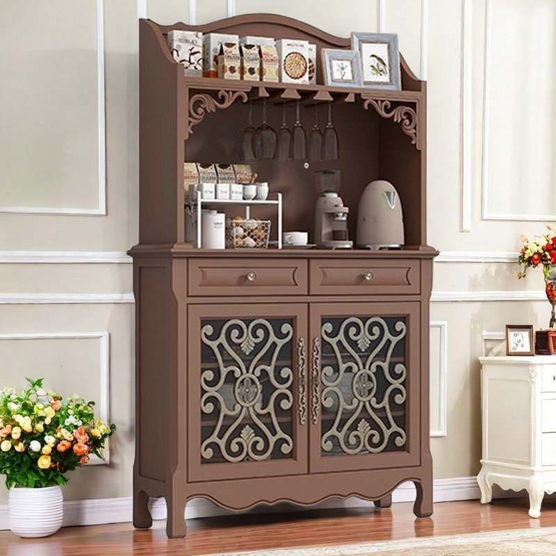 Vintage Freestanding Kitchen Floor Buffet Table, Brown