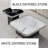 Nesting Tables Set of 2, Square Coffee Table with Black Wood Base, Stone Side Table