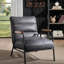 Fauteuil d'appoint, cuir fleur gris et finition fer mat