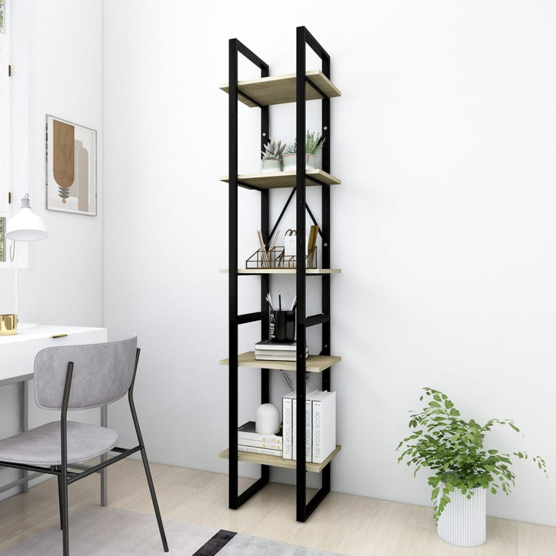 Canne Book Cabinet Engineered Wood, (5 Shelves) 68.9" H x 15.7" W x 11.8" D, Light Brown
