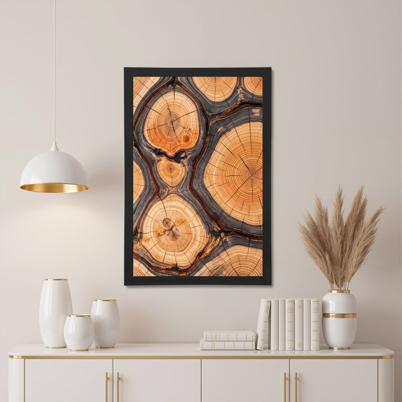 Art mural sur toile en bois naturel brun et gris, H 36 po x l 24 po