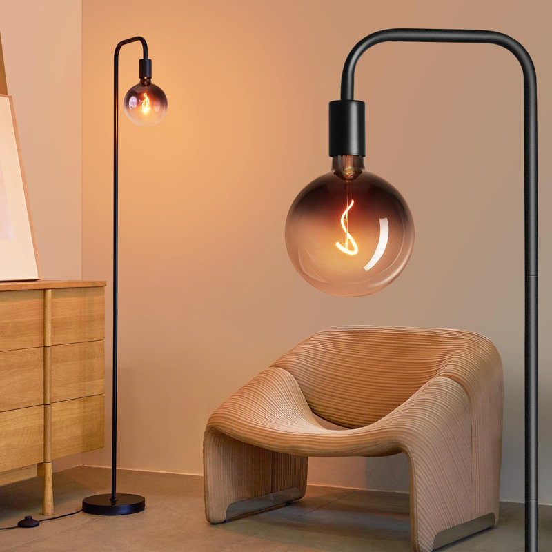 Floor Lamp Minimalist with Modern LED Bulb, Black