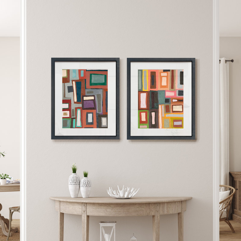 Color bloquant I-ensemble de 2 reproductions d’art encadrées sur papier