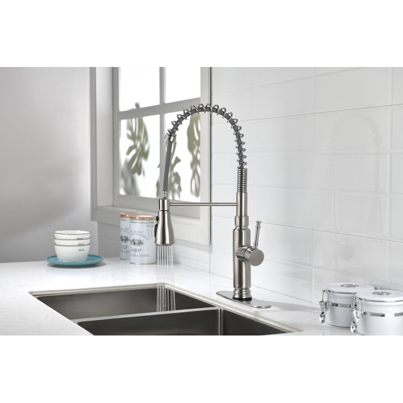 Robinet de cuisine tactile avec douchette extractible, Nickel brossé