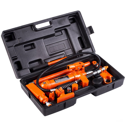 4 Ton/8800 LBS Porta Power, Portable Hydraulic Ram With 3.9 Ft/1.2 M Oil Hose, Auto Body Frame Repair Kit With Storage Case For Car Repair, Truck, Farm