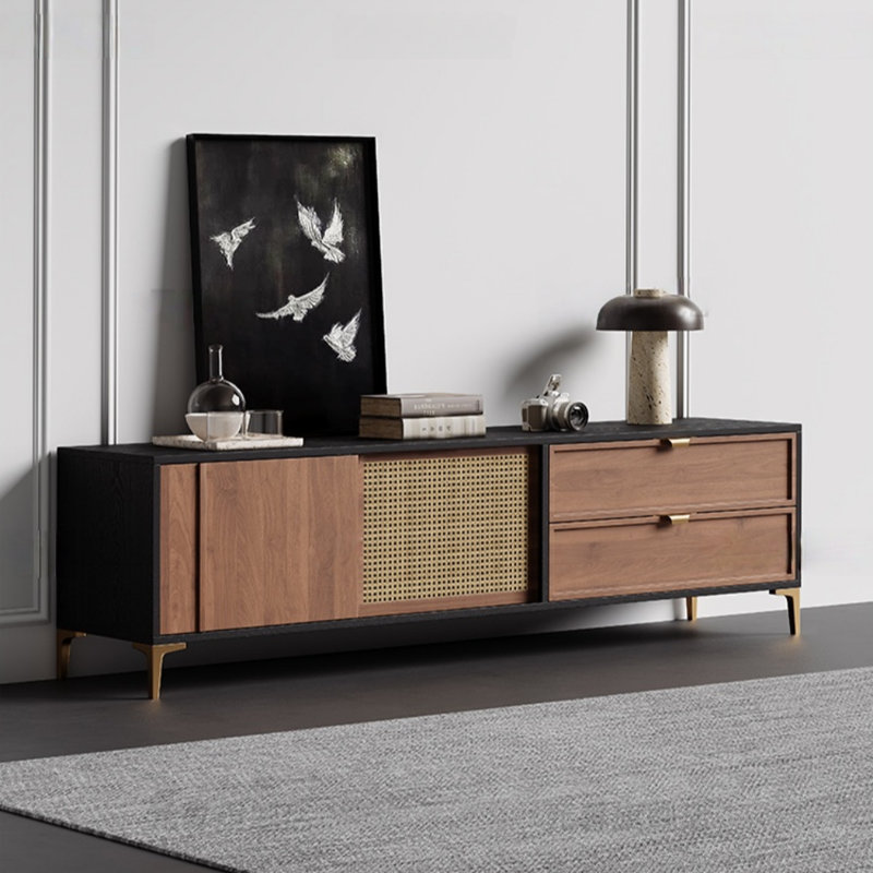 Meuble télé simple et rétro en bois massif