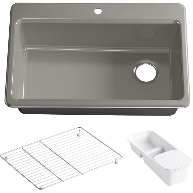 Riverby™ Single-Bowl Top-Mount Kitchen Snk with Accessories, 3 hole, White