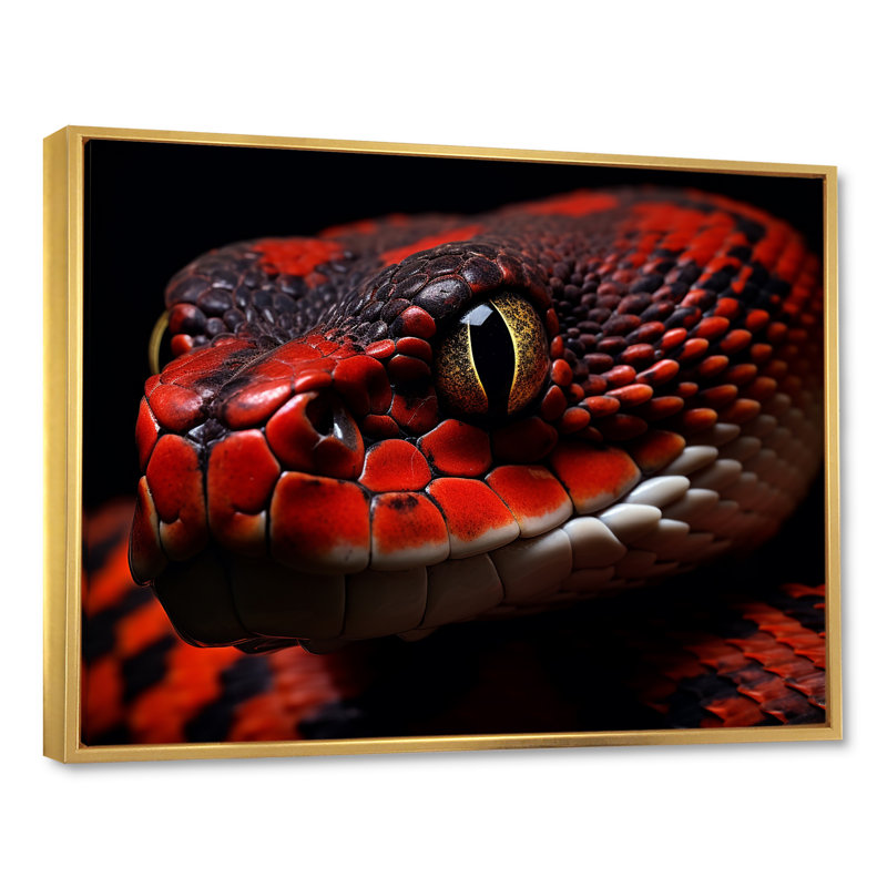Serpents Stare - Snake Animal, reproduction d'art mural, H 34 po x l 44 po x P 1,5 po, Cadre flottant doré