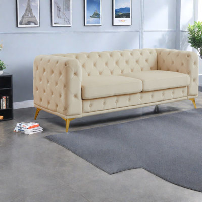 Canapés en velours à compression, Chesterfield moderne de 82,5 pouces pour la maison