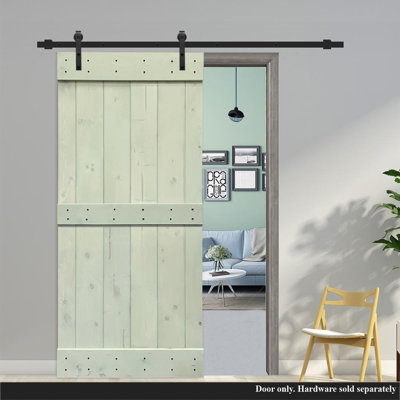 84'' Solid Wood Paneled Painted without Installation Hardware Kit Barn Door